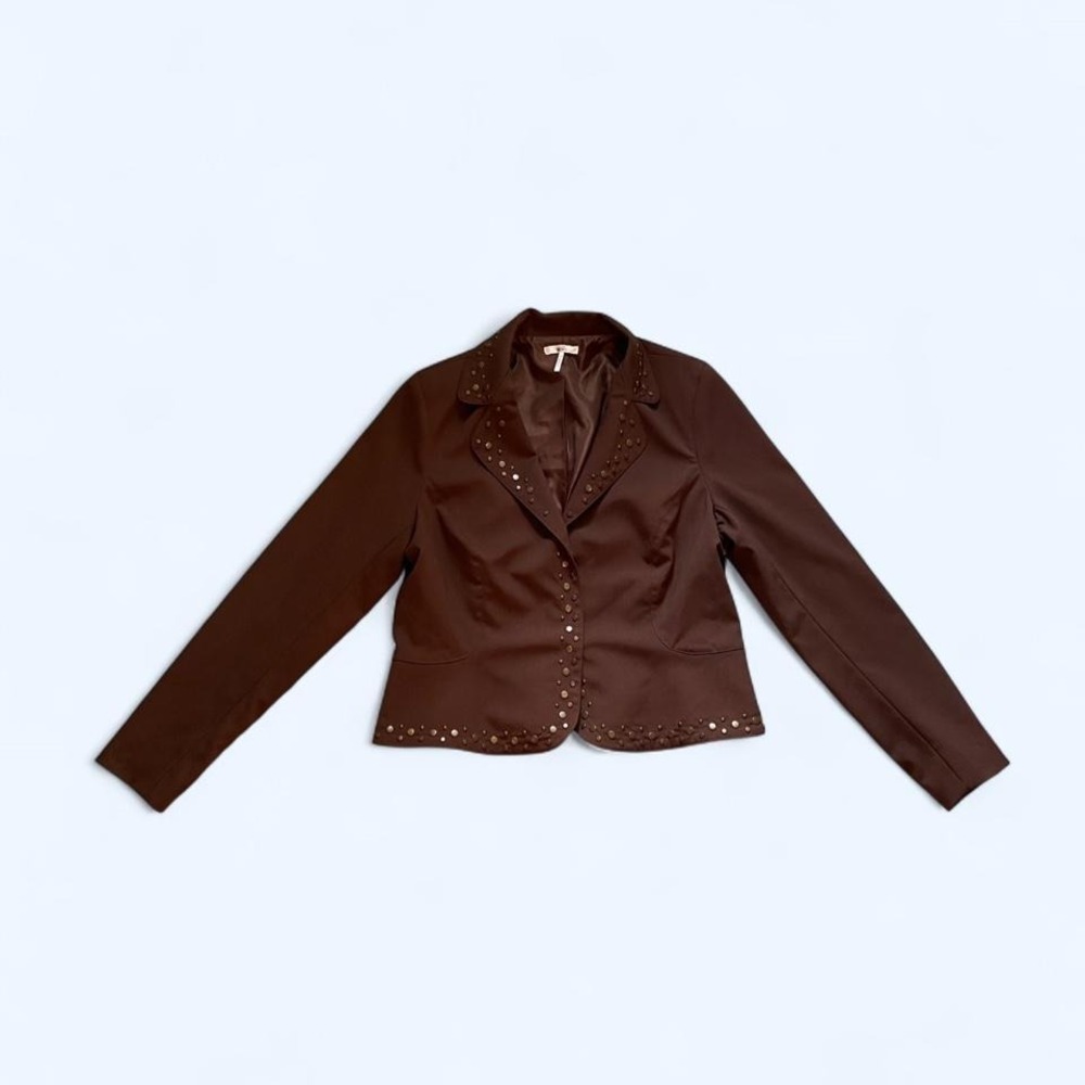 Brown Y2K embellished blazer size 12‎ by Metro 7